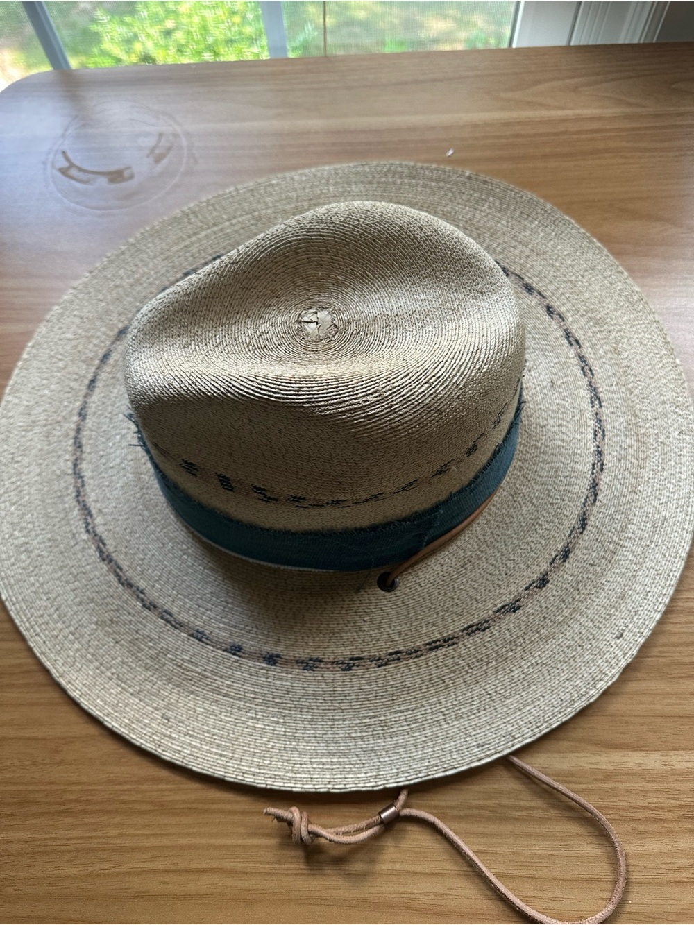 Unisex Straw Sun Hat with Teal Band